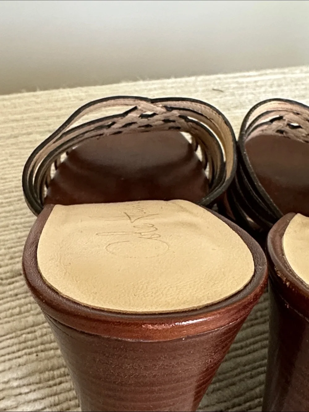 Vintage HIGH Qualiry Cole Haan Brown Leather Woven Slide Mules 7 AA